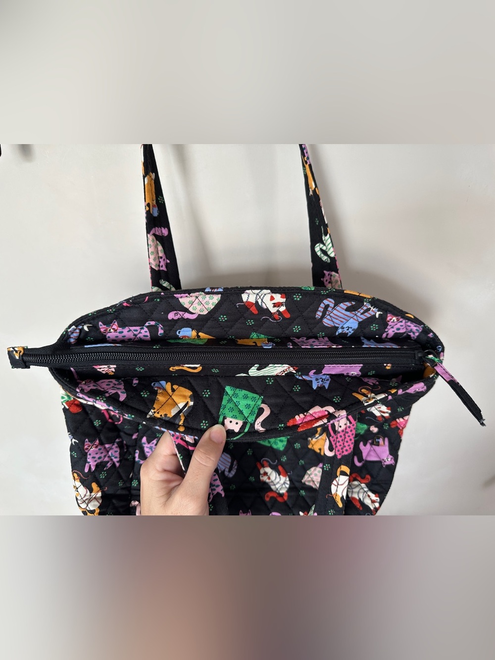 NWOT Vera Bradley Herding Cats Colorful Print Quilted Cotton Glenna Satchel Tote - Picture 5 of 7